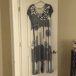 Maxi dress (Anthropologie), 12P, Blue motif, New